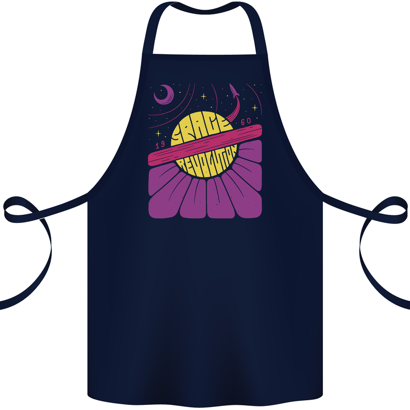Space Revolution Universe Astronaut 60's Cotton Apron 100% Organic Navy Blue
