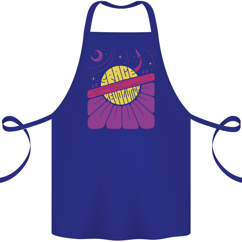 Space Revolution Universe Astronaut 60's Cotton Apron 100% Organic Royal Blue