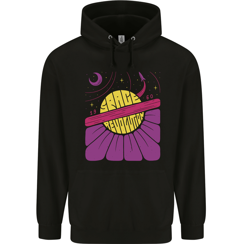 Space Revolution Universe Astronaut 60's Mens 80% Cotton Hoodie Black