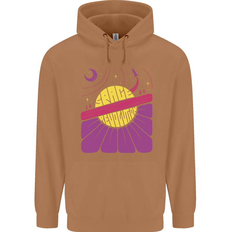 Space Revolution Universe Astronaut 60's Mens 80% Cotton Hoodie Caramel Latte