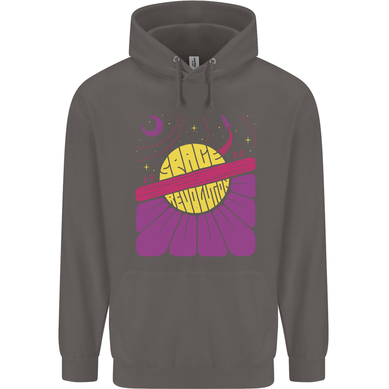 Space Revolution Universe Astronaut 60's Mens 80% Cotton Hoodie Charcoal