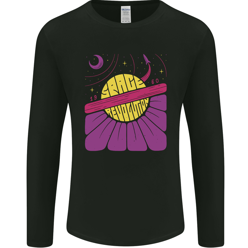 Space Revolution Universe Astronaut 60's Mens Long Sleeve T-Shirt Black