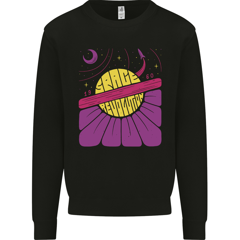 Space Revolution Universe Astronaut 60's Mens Sweatshirt Jumper Black