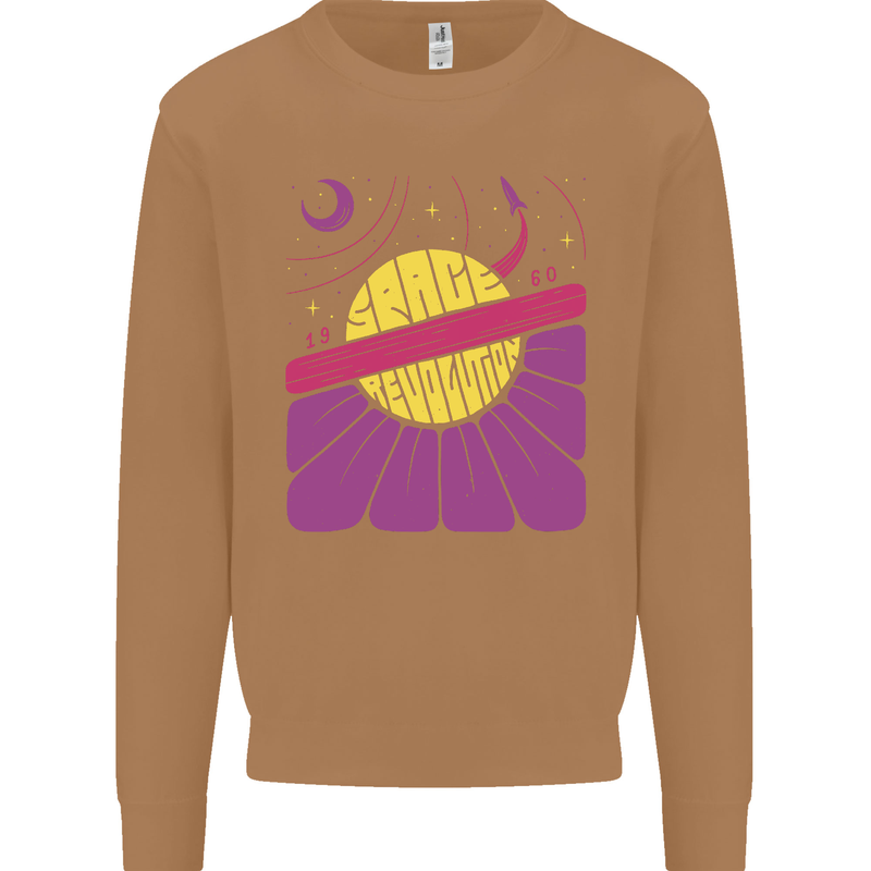 Space Revolution Universe Astronaut 60's Mens Sweatshirt Jumper Caramel Latte