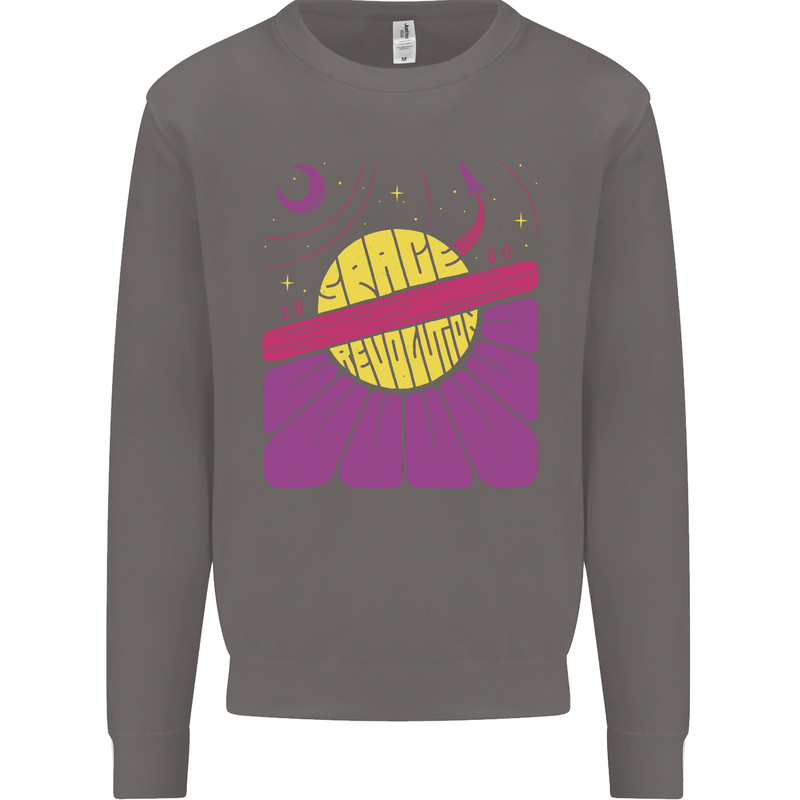 Space Revolution Universe Astronaut 60's Mens Sweatshirt Jumper Charcoal