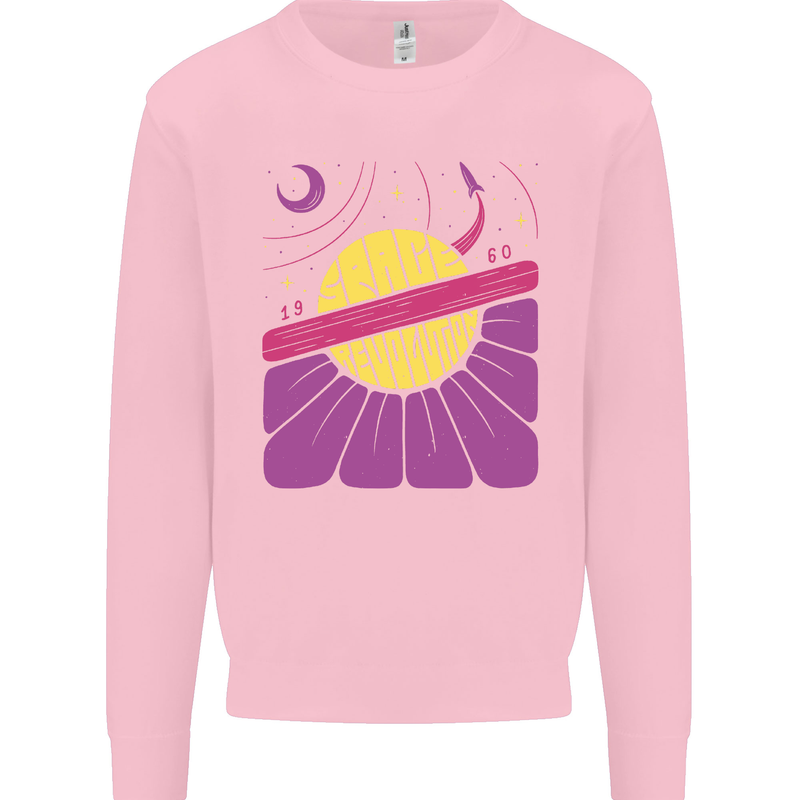 Space Revolution Universe Astronaut 60's Mens Sweatshirt Jumper Light Pink