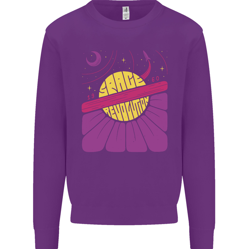 Space Revolution Universe Astronaut 60's Mens Sweatshirt Jumper Purple