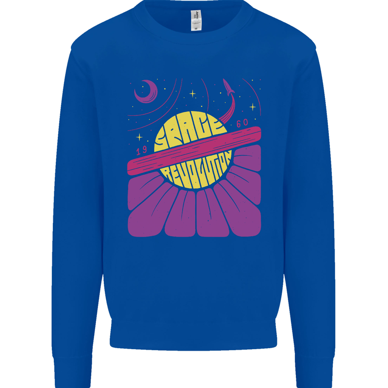 Space Revolution Universe Astronaut 60's Mens Sweatshirt Jumper Royal Blue