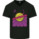Space Revolution Universe Astronaut 60's Mens V-Neck Cotton T-Shirt Black