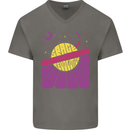 Space Revolution Universe Astronaut 60's Mens V-Neck Cotton T-Shirt Charcoal