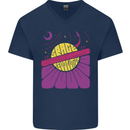 Space Revolution Universe Astronaut 60's Mens V-Neck Cotton T-Shirt Navy Blue