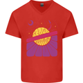 Space Revolution Universe Astronaut 60's Mens V-Neck Cotton T-Shirt Red