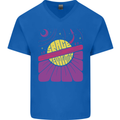 Space Revolution Universe Astronaut 60's Mens V-Neck Cotton T-Shirt Royal Blue