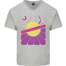 Space Revolution Universe Astronaut 60's Mens V-Neck Cotton T-Shirt Sports Grey