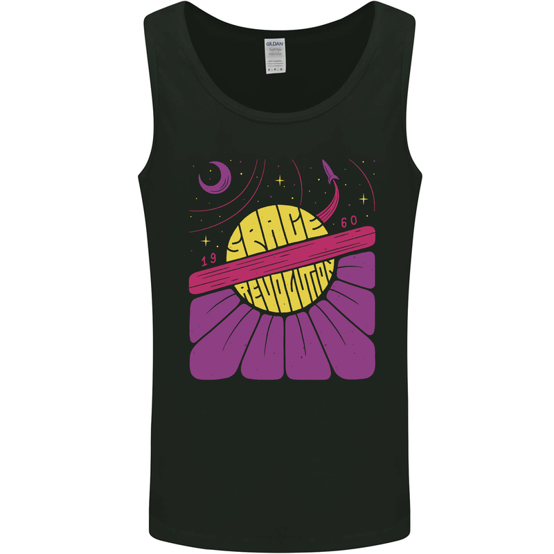 Space Revolution Universe Astronaut 60's Mens Vest Tank Top Black