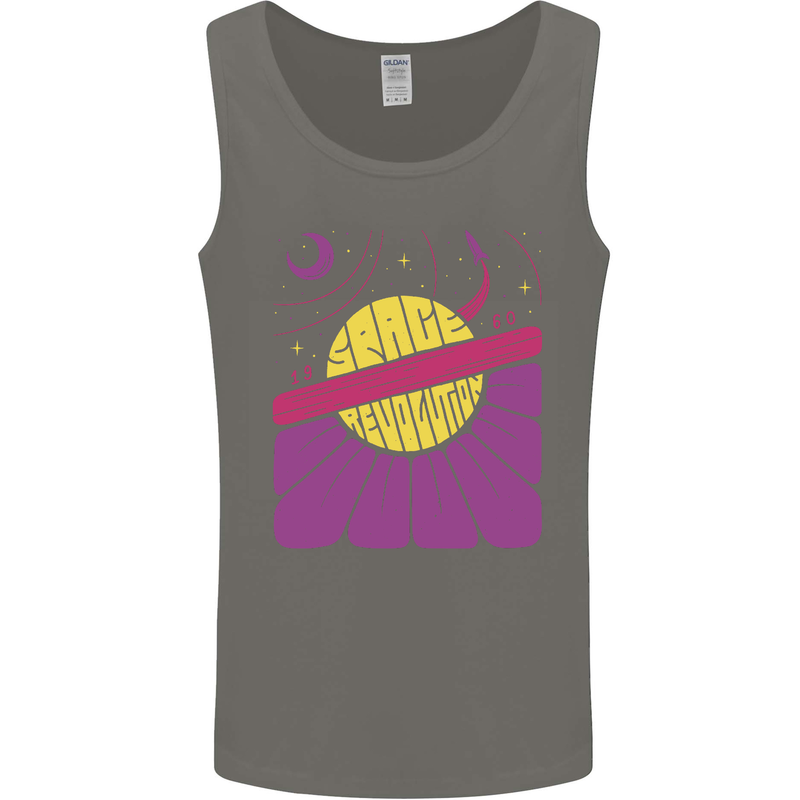 Space Revolution Universe Astronaut 60's Mens Vest Tank Top Charcoal
