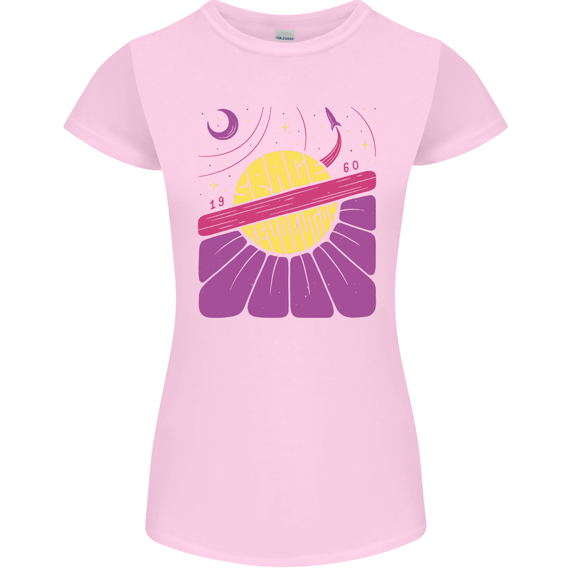 Space Revolution Universe Astronaut 60's Womens Petite Cut T-Shirt Light Pink