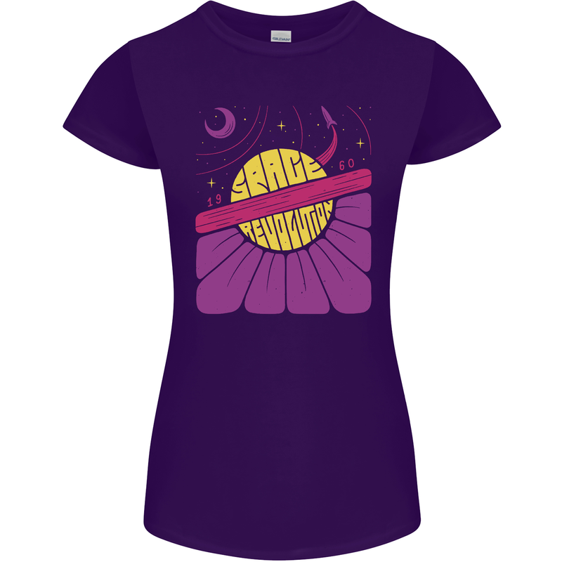 Space Revolution Universe Astronaut 60's Womens Petite Cut T-Shirt Purple