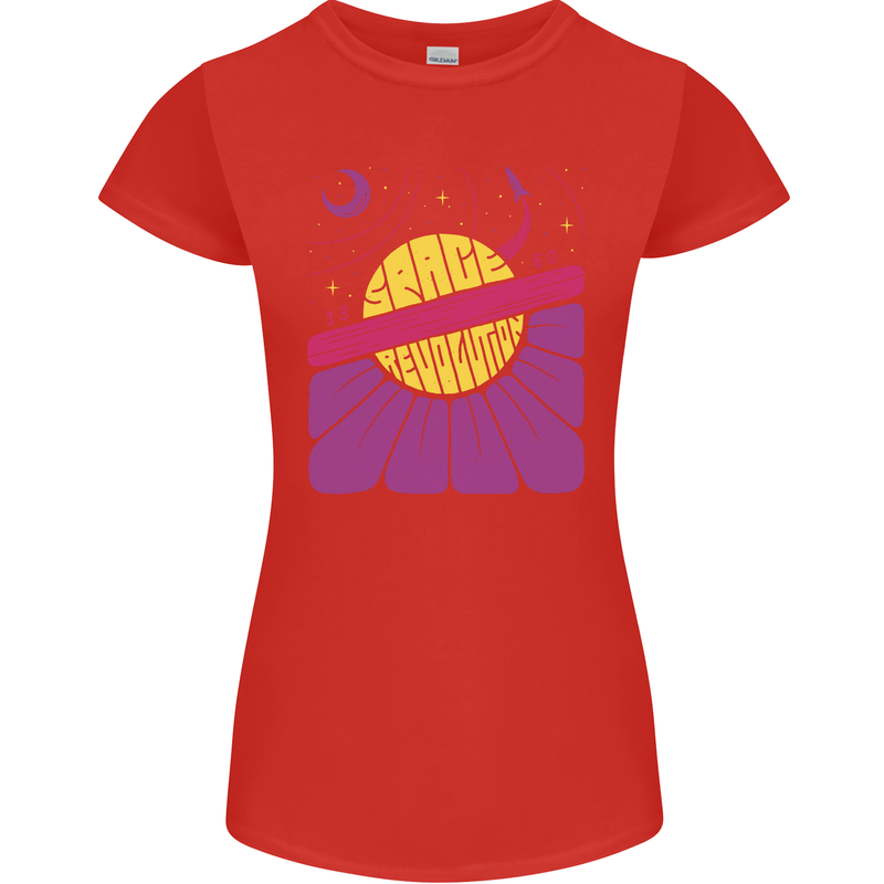 Space Revolution Universe Astronaut 60's Womens Petite Cut T-Shirt Red