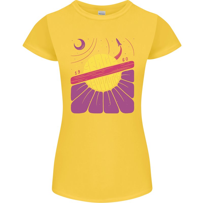 Space Revolution Universe Astronaut 60's Womens Petite Cut T-Shirt Yellow