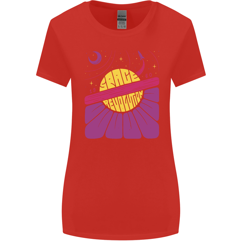 Space Revolution Universe Astronaut 60's Womens Wider Cut T-Shirt Red