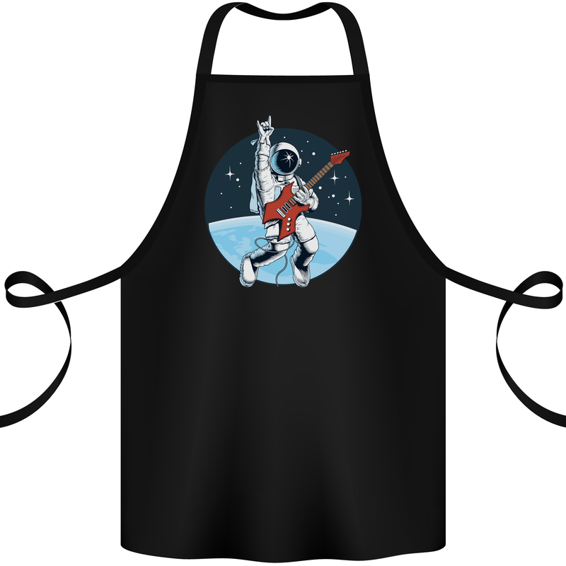 Space Rock Funny Astronaut Guitar Guitarist Cotton Apron 100% Organic Black