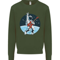 Space Rock Funny Astronaut Guitar Guitarist Kids Sweatshirt Jumper Forest Green