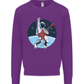 Space Rock Funny Astronaut Guitar Guitarist Kids Sweatshirt Jumper Purple