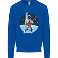 Space Rock Funny Astronaut Guitar Guitarist Kids Sweatshirt Jumper Royal Blue