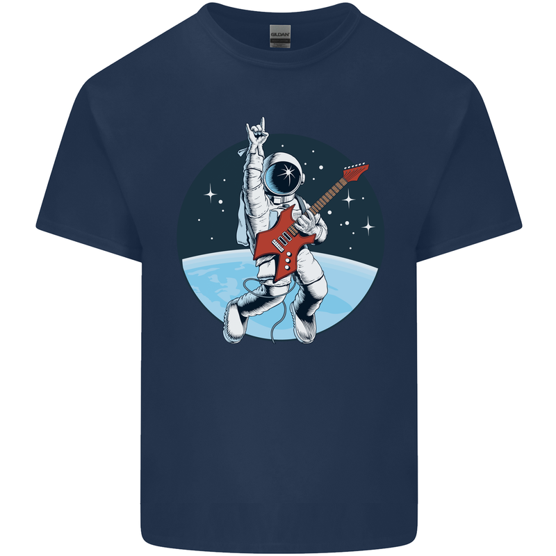 Space Rock Funny Astronaut Guitar Guitarist Kids T-Shirt Childrens Navy Blue