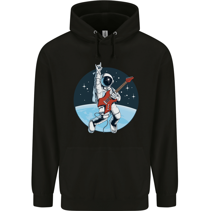 Space Rock Funny Astronaut Guitar Guitarist Mens 80% Cotton Hoodie Black