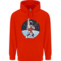 Space Rock Funny Astronaut Guitar Guitarist Mens 80% Cotton Hoodie Bright Red
