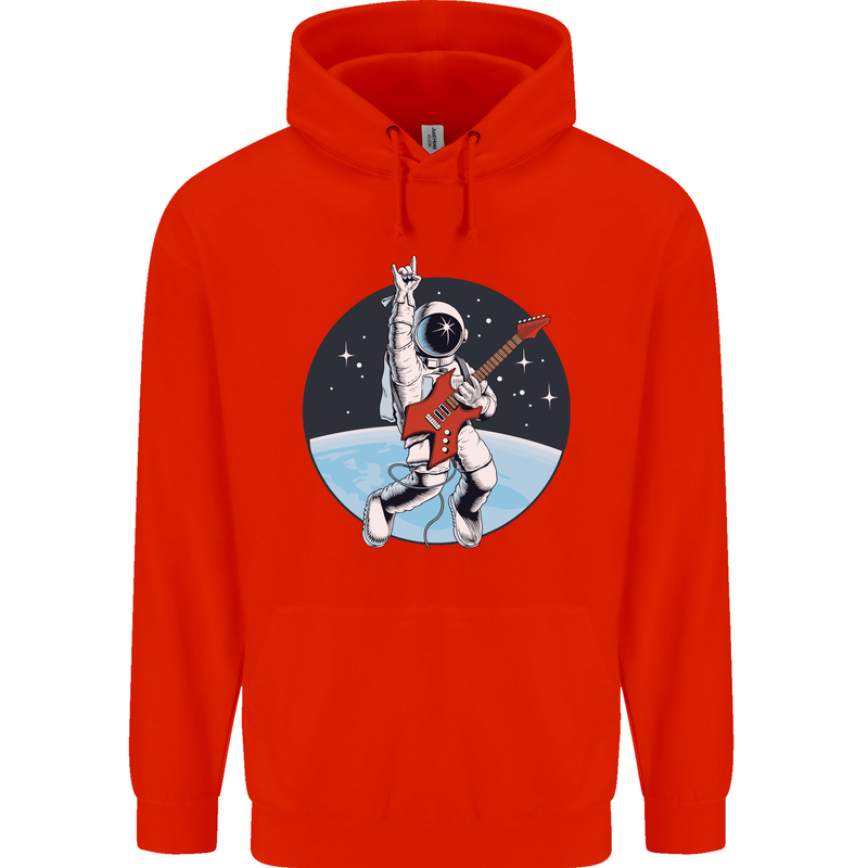 Space Rock Funny Astronaut Guitar Guitarist Mens 80% Cotton Hoodie Bright Red