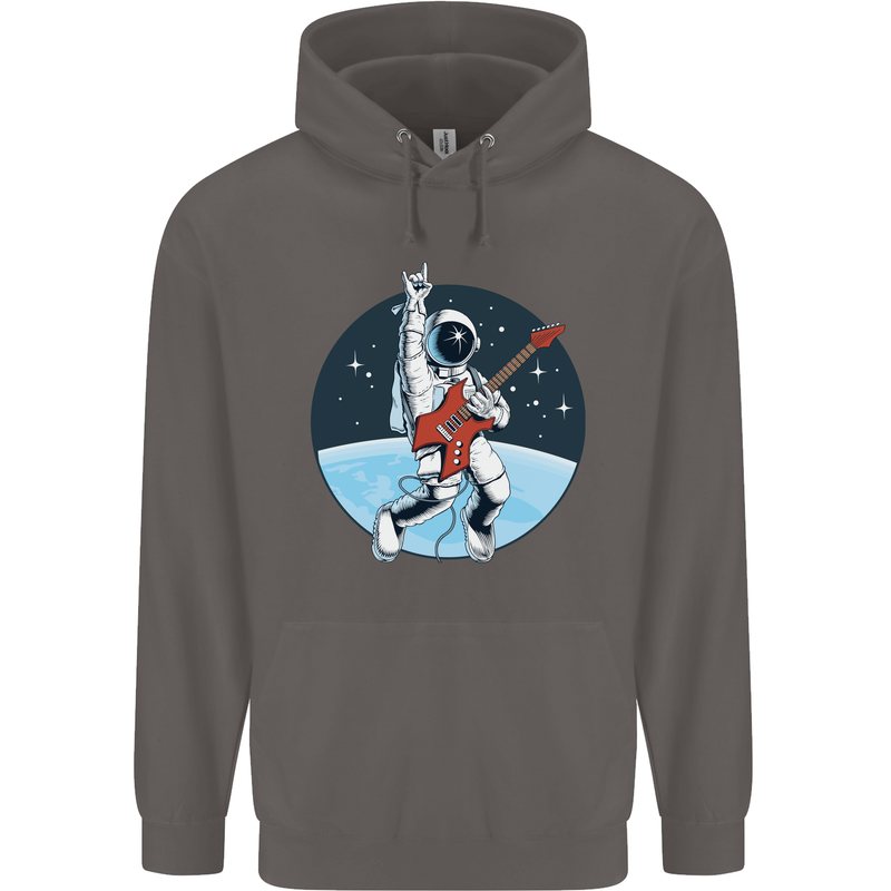 Space Rock Funny Astronaut Guitar Guitarist Mens 80% Cotton Hoodie Charcoal