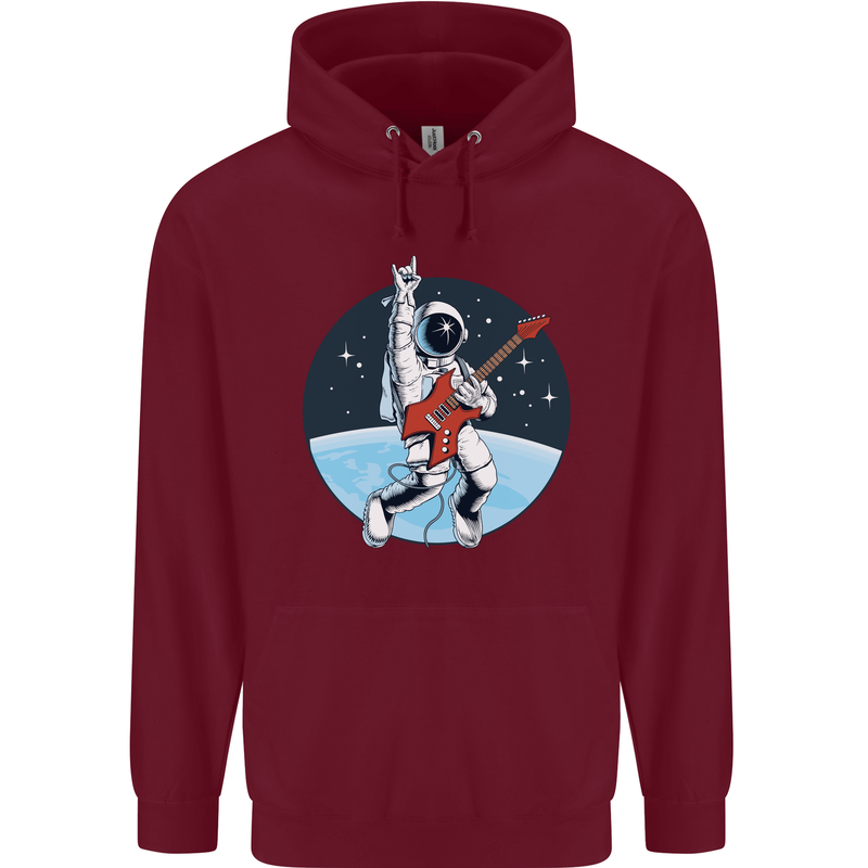 Space Rock Funny Astronaut Guitar Guitarist Mens 80% Cotton Hoodie Maroon