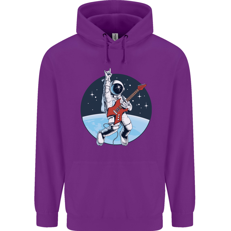 Space Rock Funny Astronaut Guitar Guitarist Mens 80% Cotton Hoodie Purple
