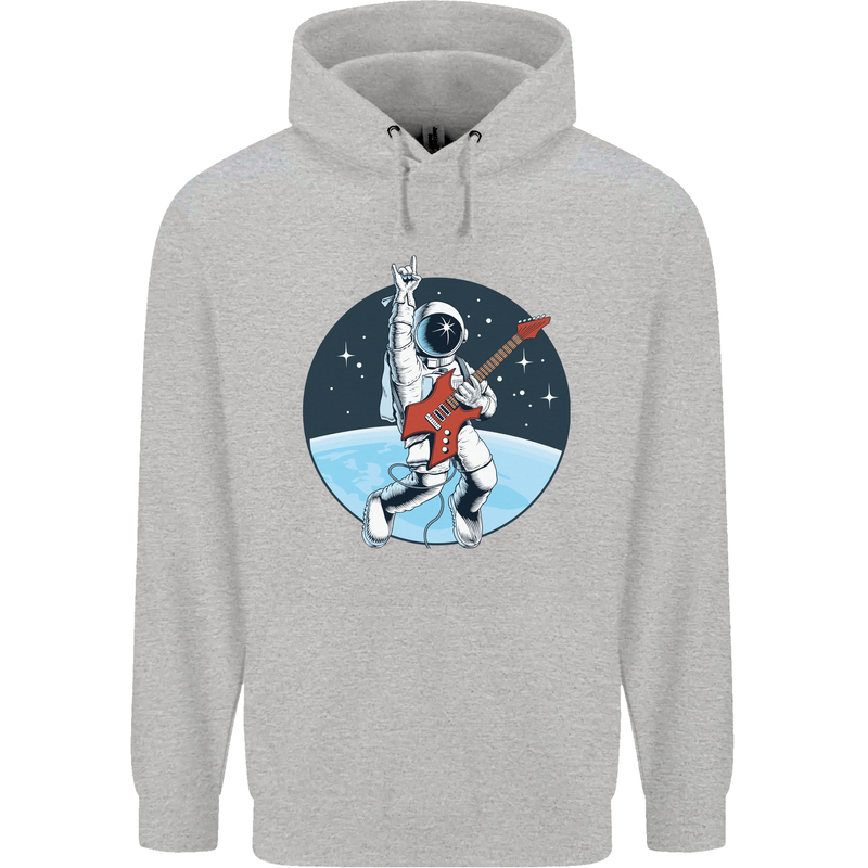 Space Rock Funny Astronaut Guitar Guitarist Mens 80% Cotton Hoodie Sports Grey