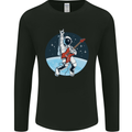 Space Rock Funny Astronaut Guitar Guitarist Mens Long Sleeve T-Shirt Black
