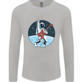 Space Rock Funny Astronaut Guitar Guitarist Mens Long Sleeve T-Shirt Sports Grey