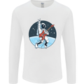 Space Rock Funny Astronaut Guitar Guitarist Mens Long Sleeve T-Shirt White