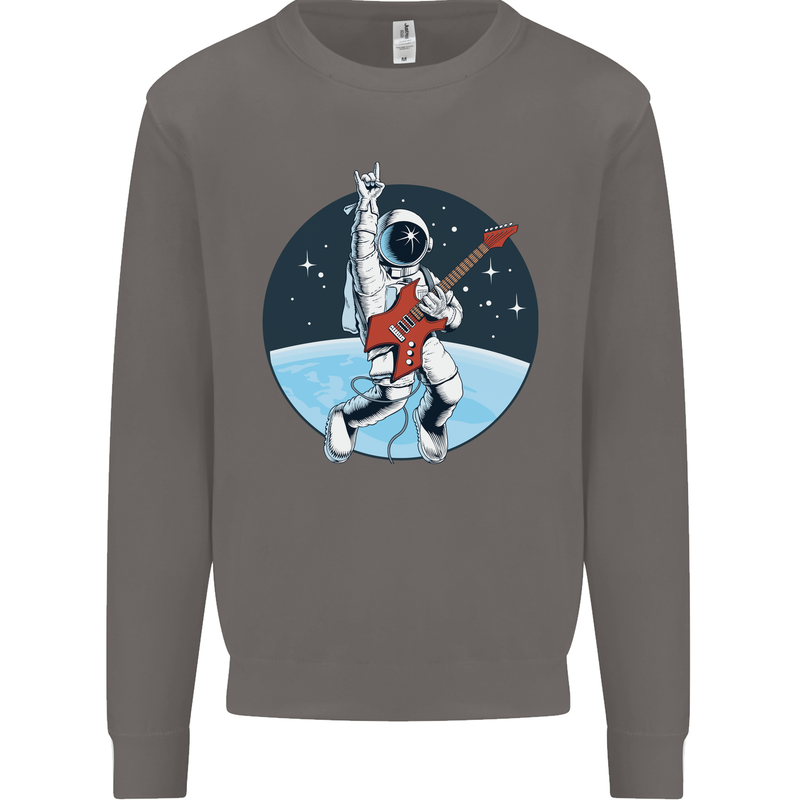 Space Rock Funny Astronaut Guitar Guitarist Mens Sweatshirt Jumper Charcoal