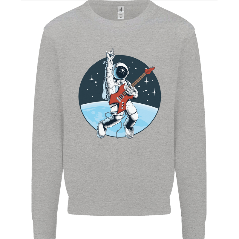 Space Rock Funny Astronaut Guitar Guitarist Mens Sweatshirt Jumper Sports Grey