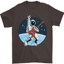 Space Rock Funny Astronaut Guitar Guitarist Mens T-Shirt Cotton Gildan Dark Chocolate