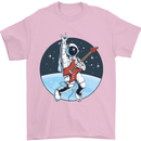 Space Rock Funny Astronaut Guitar Guitarist Mens T-Shirt Cotton Gildan Light Pink