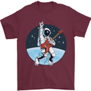 Space Rock Funny Astronaut Guitar Guitarist Mens T-Shirt Cotton Gildan Maroon