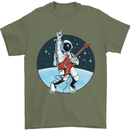 Space Rock Funny Astronaut Guitar Guitarist Mens T-Shirt Cotton Gildan Military Green