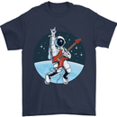 Space Rock Funny Astronaut Guitar Guitarist Mens T-Shirt Cotton Gildan Navy Blue