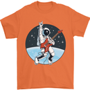 Space Rock Funny Astronaut Guitar Guitarist Mens T-Shirt Cotton Gildan Orange