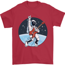 Space Rock Funny Astronaut Guitar Guitarist Mens T-Shirt Cotton Gildan Red