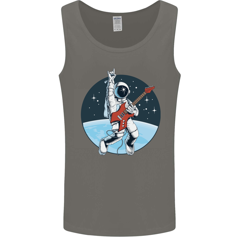 Space Rock Funny Astronaut Guitar Guitarist Mens Vest Tank Top Charcoal